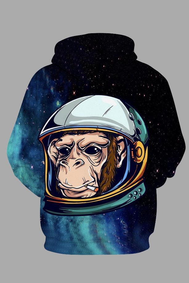 Street 3D Digital Cool Space Ape Printed Hooded Sweatshirt