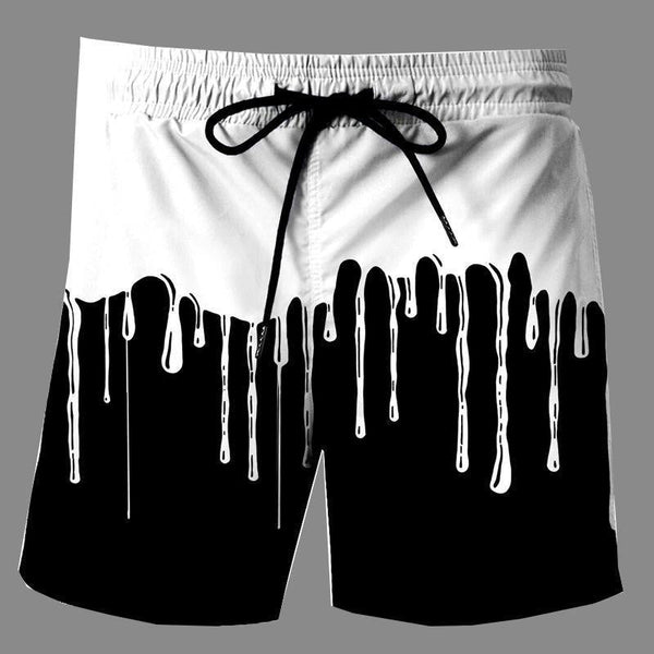 Casual   3D White Water droplets Printed Loose Shorts