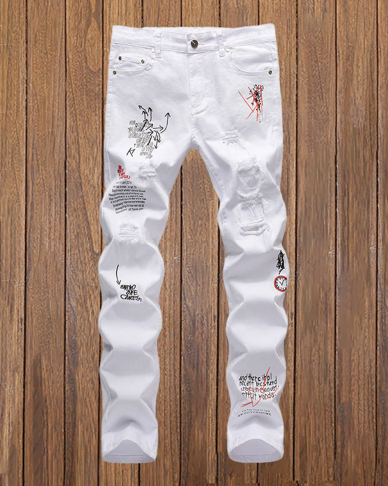 Trendy Letter Print Jeans