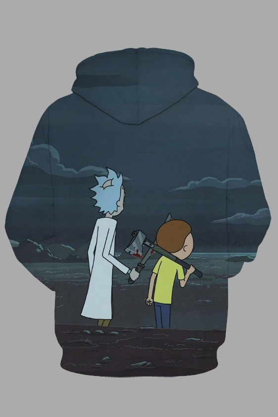 Street 3D Digital Cool Rick and Morty Printed Hooded Sweatshirt