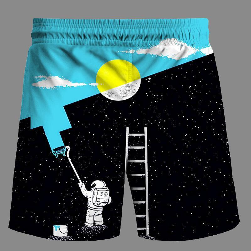 Casual   3D Space Printed Loose Shorts