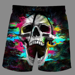 Casual   3D Skeleton  Printed Loose Shorts