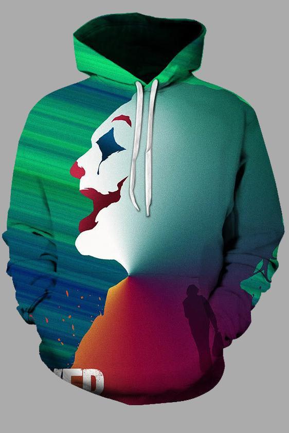 Street 3D Joker Printed Hooded Sweatshirt