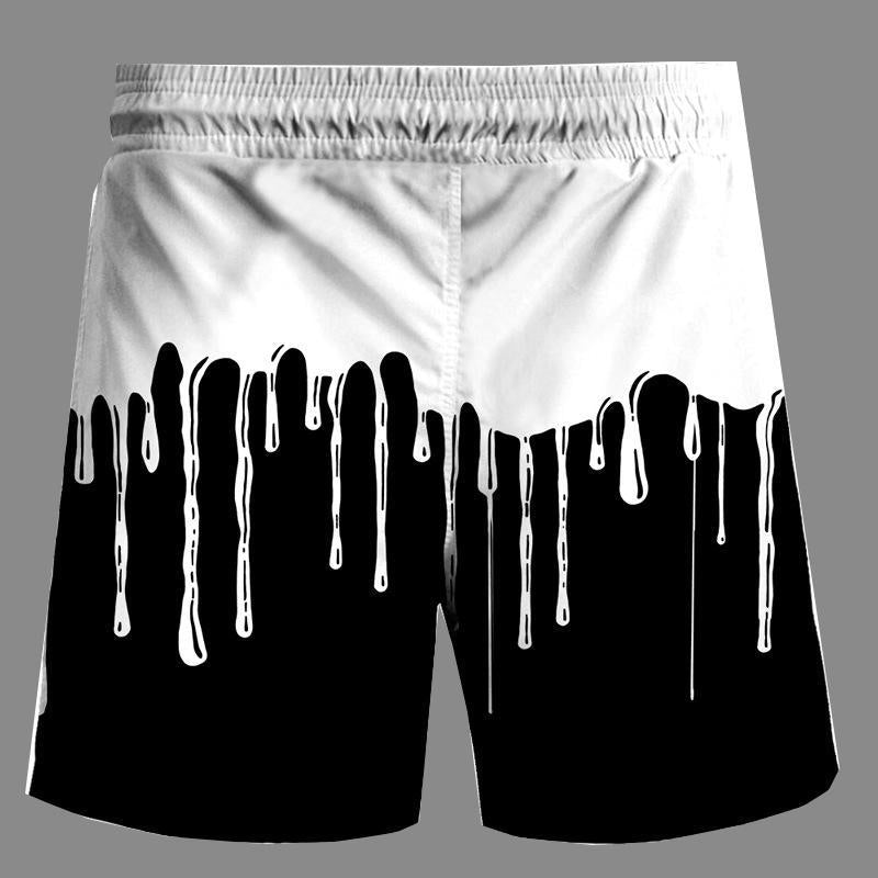 Casual   3D White Water droplets Printed Loose Shorts