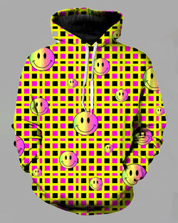 Street 3D Smiley Printed Hooded Sweatshirt