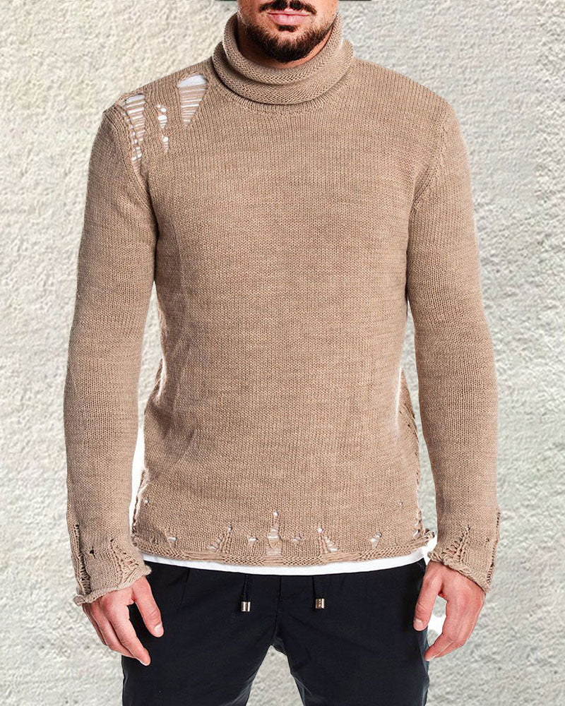 Fashion Ripped Turtleneck Sweater