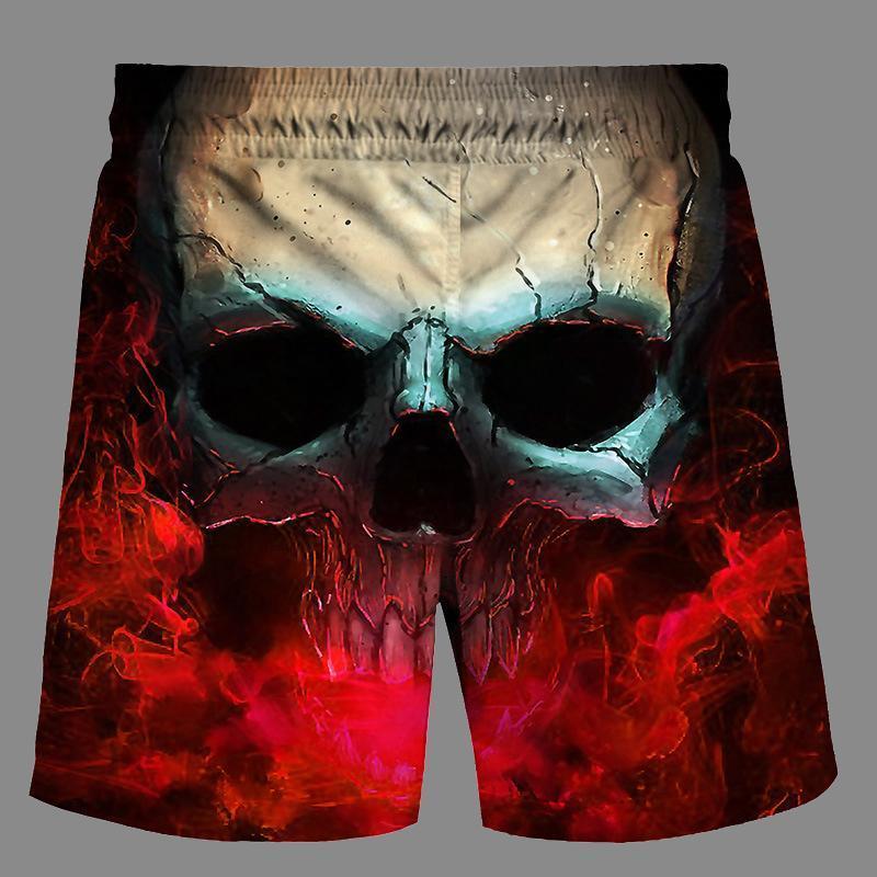 Casual   3D Skeleton  Printed Loose Shorts