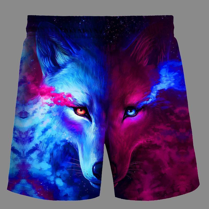 Casual   3D wolf Printed Loose Shorts