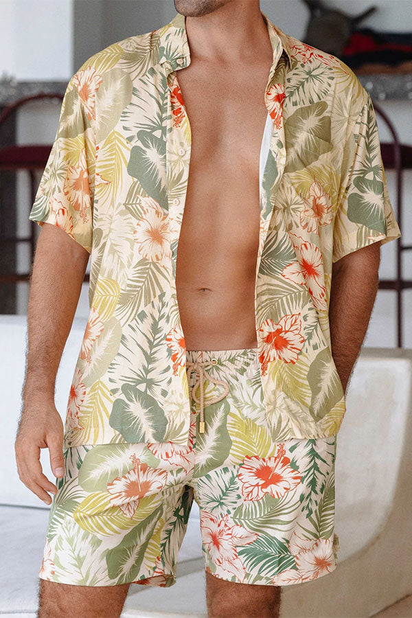 Hawaii beach print shirt set