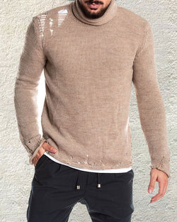 Fashion Ripped Turtleneck Sweater