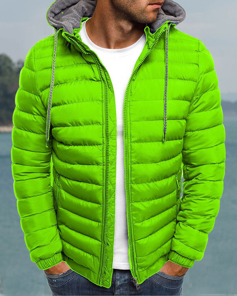 Fashion Solid Color Hooded  Jacket