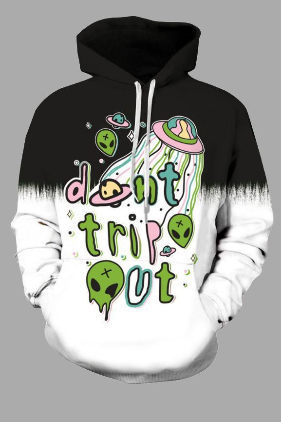 Street 3D Alien Print Hooded Sweatshirt