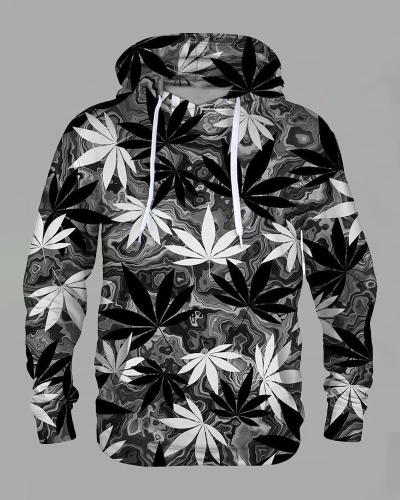 Natural Leaves Print Hoodie