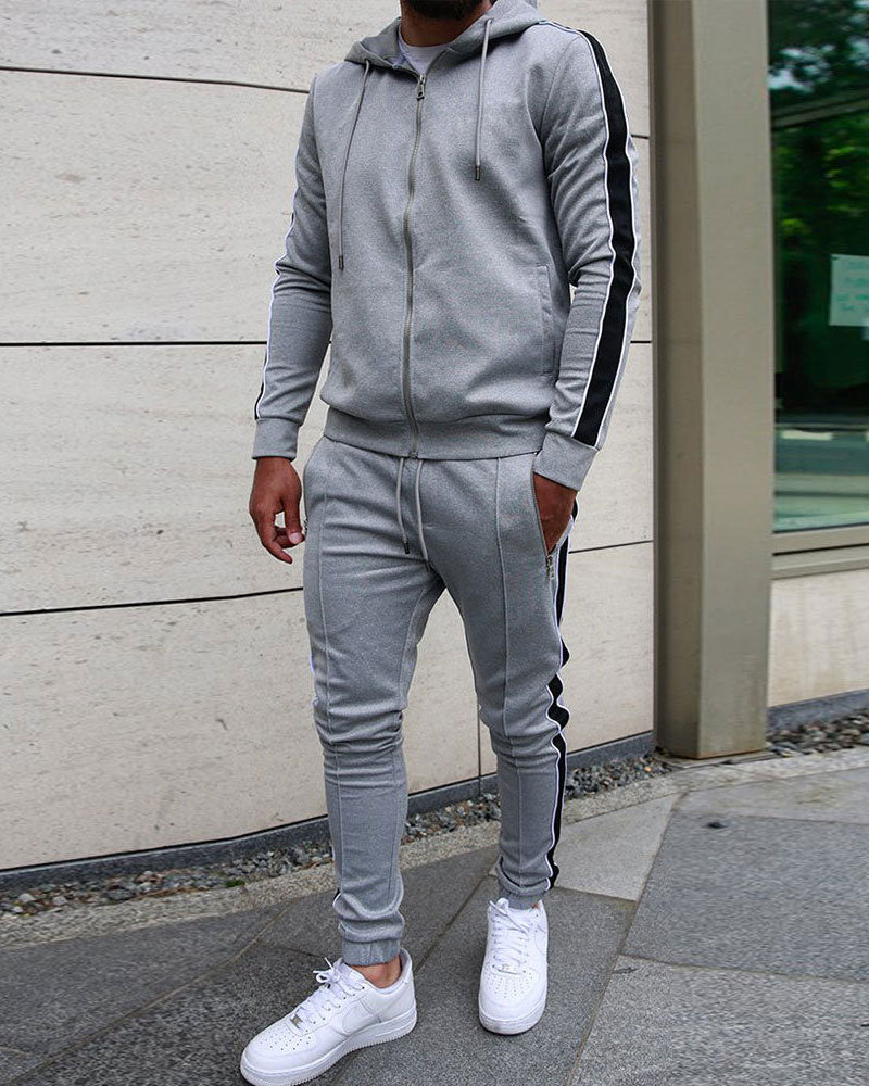 Casual Striped Patchwork Tracksuit