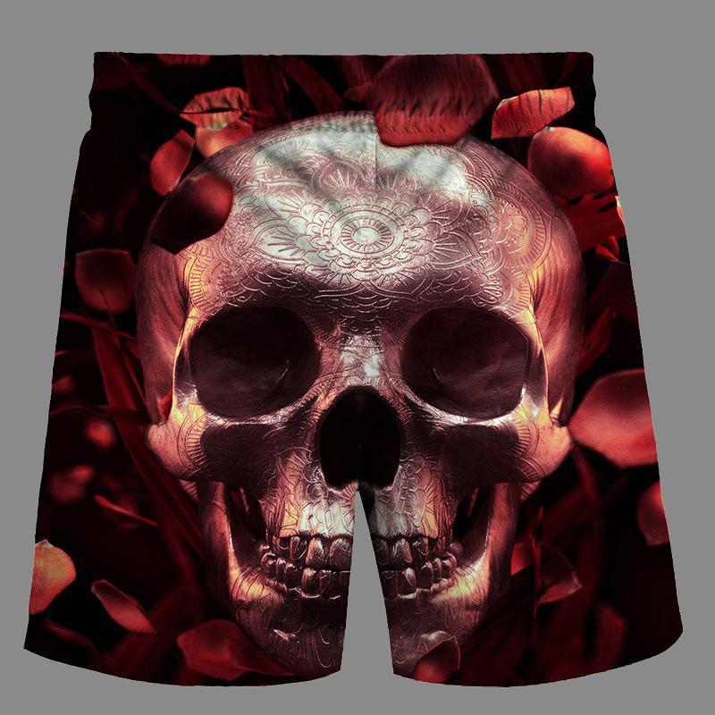 Casual   3D Skeleton  Printed Loose Shorts