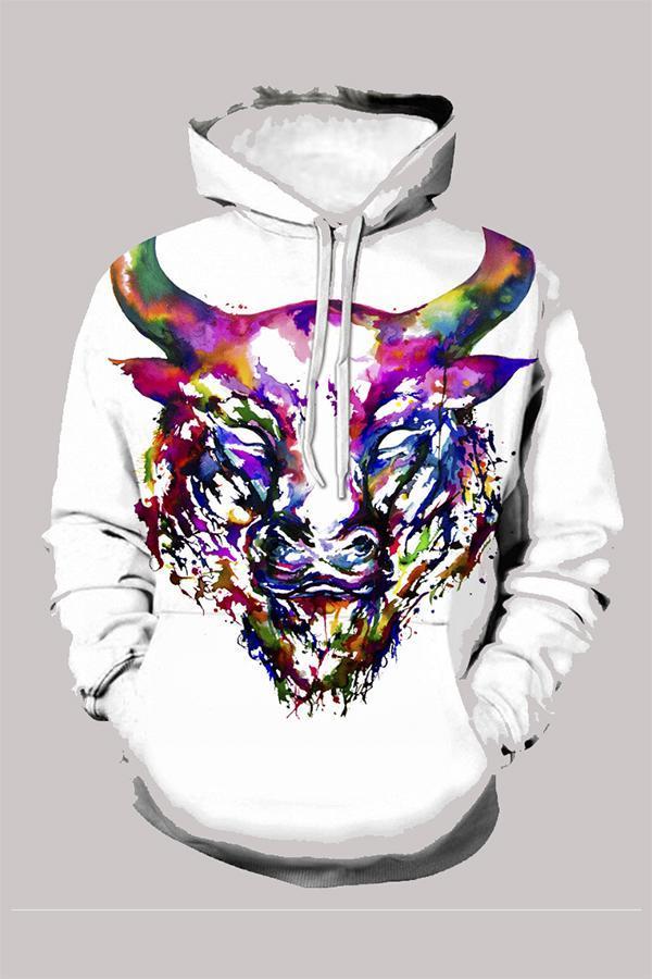 Street 3D Multicolor Digital Printed Hooded Sweatshirt