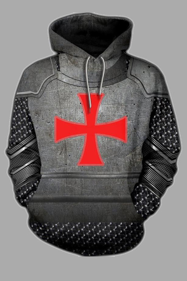 3D Crusader Printed Hooded  Sweatshirt