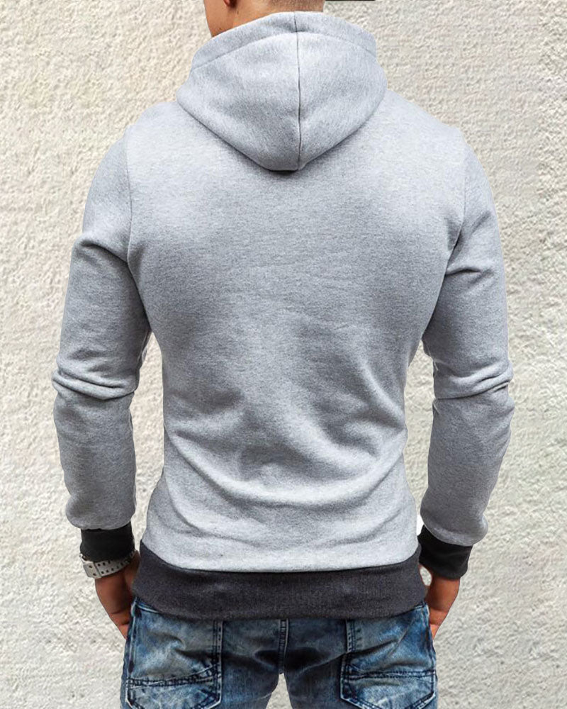 Fashion Diagonal Zip Hooded Sweatshirt