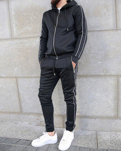 Casual Striped Patchwork Tracksuit