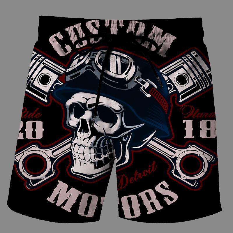 Casual   3D Skeleton  Printed Loose Shorts