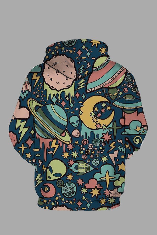 Street 3D Space Print Hooded Sweatshirt