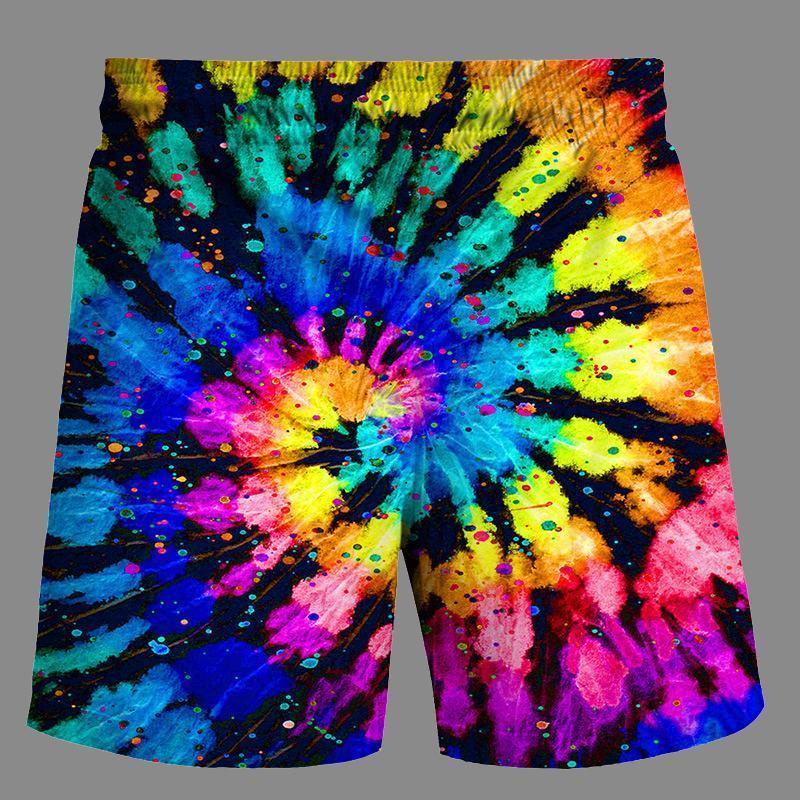 Casual   3D tiedye Printed Loose Shorts