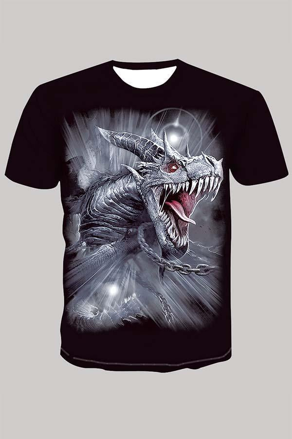 The 3D  Giant dragon print Short Sleeve T-shirt