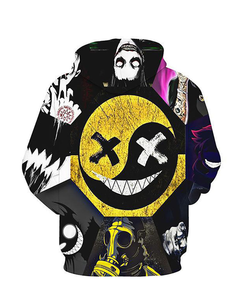 3D Smiley Face Printed Hooded Sweatshirt