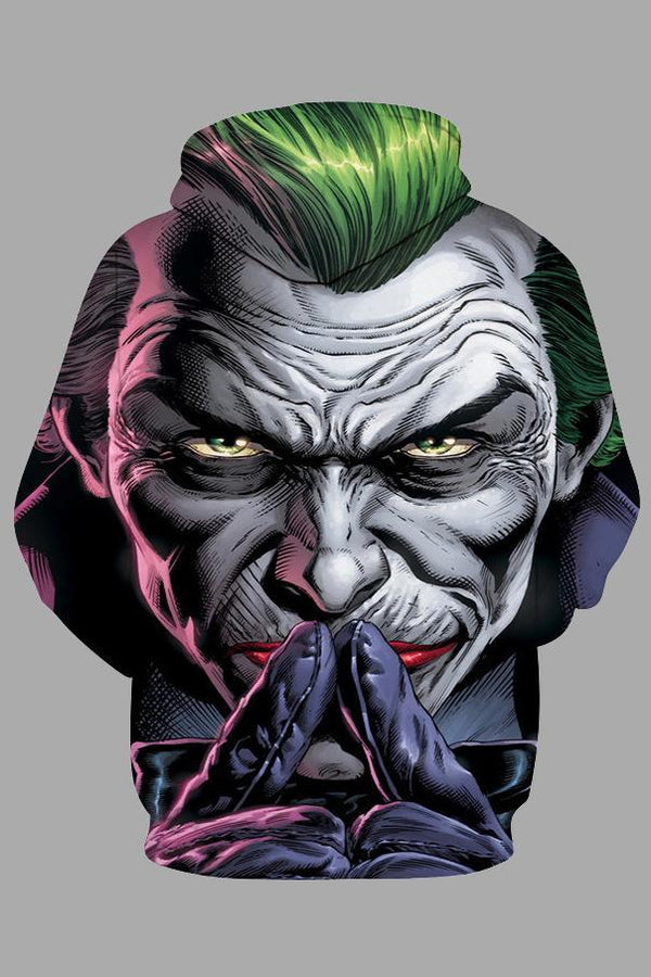 Street 3D Joker Printed Hooded Sweatshirt