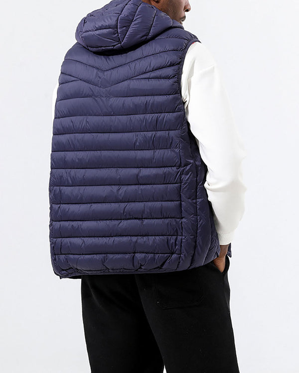 Sleek Zip Contrast Hooded Vest Jacket