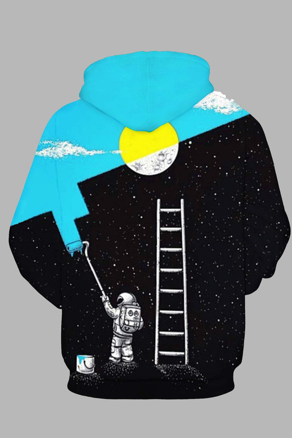 Street 3D Space & Astronaut Digital Printed Hooded Sweatshirt