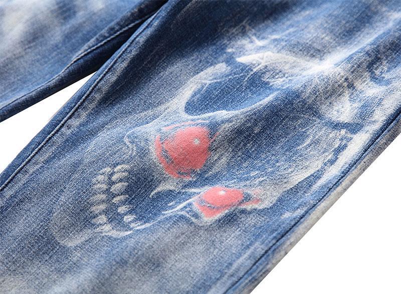 3D Graphic Print Slim-fit Men's Jeans