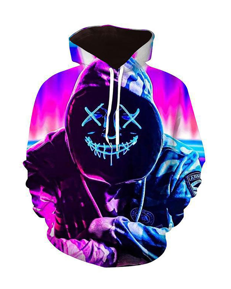 3D Smiley Face Printed Hooded Sweatshirt