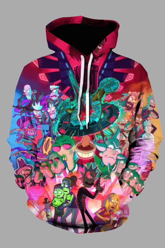 Street 3D Digital Cool Rick and Morty Printed Hooded Sweatshirt