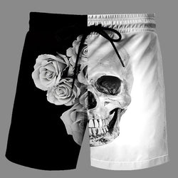 Casual   3D Skeleton  Printed Loose Shorts