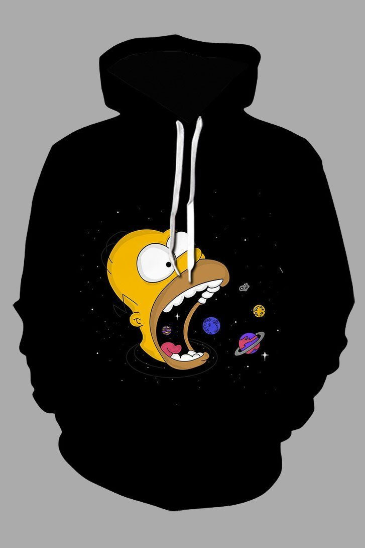 Street 3D Black Digital  Rick and Morty Printed Hooded Sweatshirt