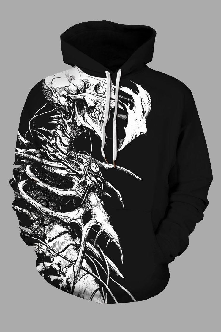 Street 3D Skeleton Printed Hooded Sweatshirt