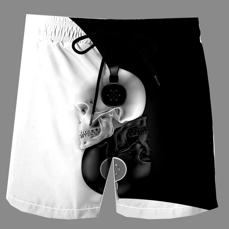 Casual   3D Skeleton  Printed Loose Shorts