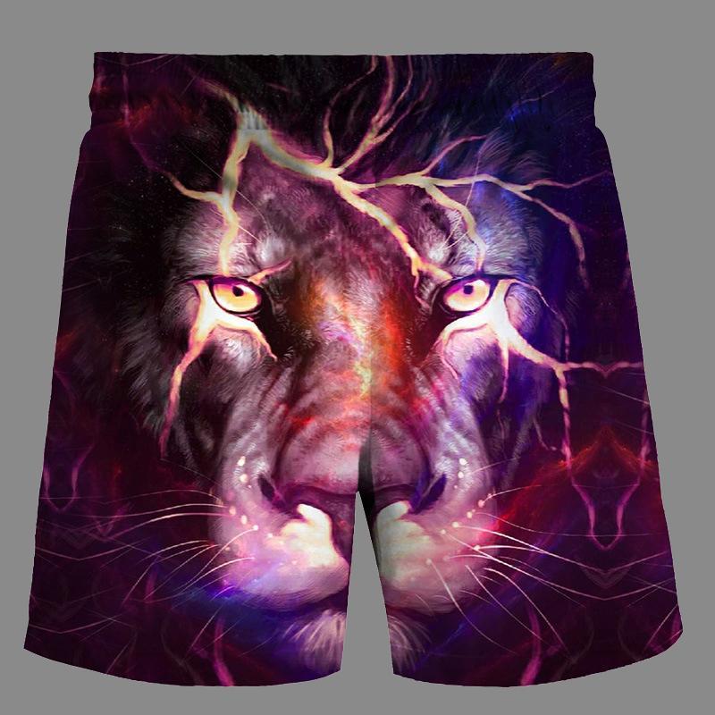 Casual   3D Lion Printed Loose Shorts