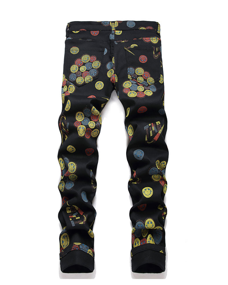 Vintage Smiley Print Jeans