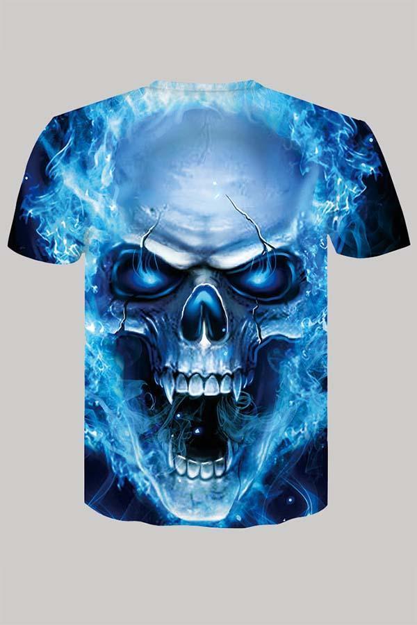 The 3D Flame skull Short Sleeve T-shirt