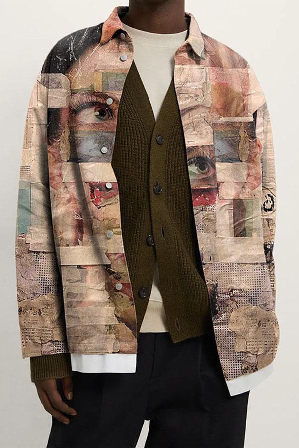 Casual loose lapel color print jacket