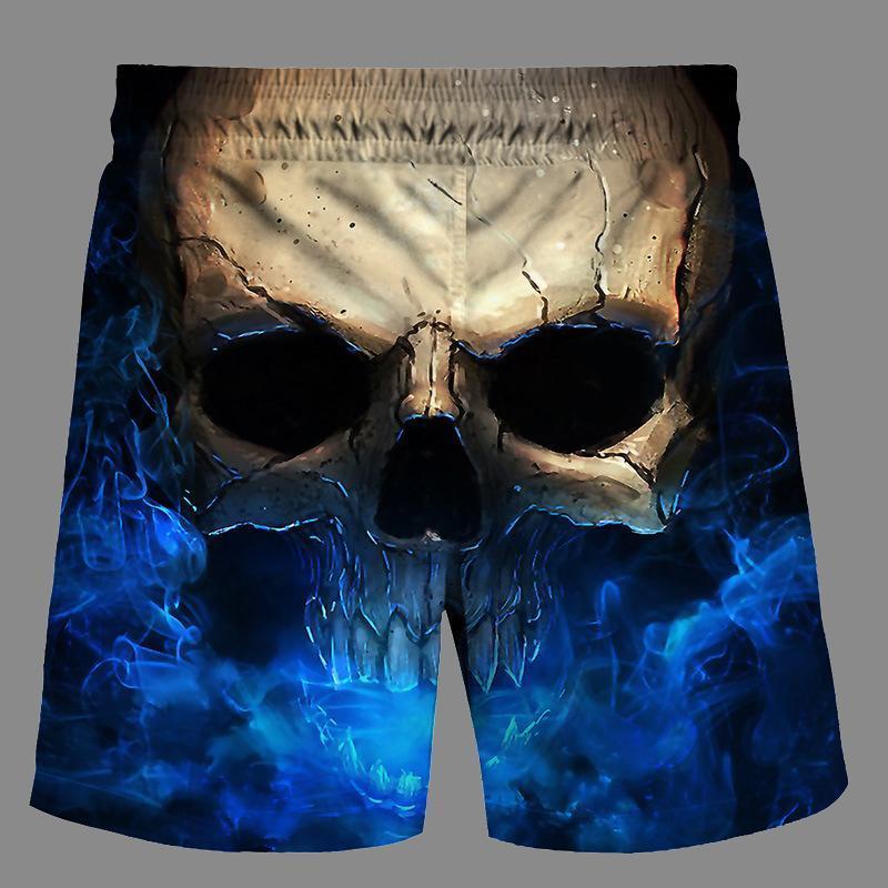 Casual   3D Skeleton  Printed Loose Shorts