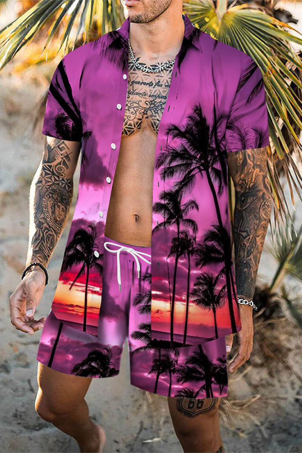 Hawaii beach print shirt set