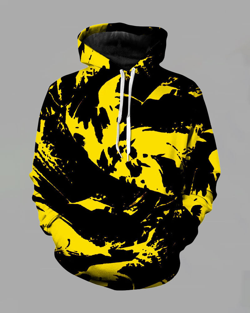 3D Street Abstract Print Hooded Two-piece Suit