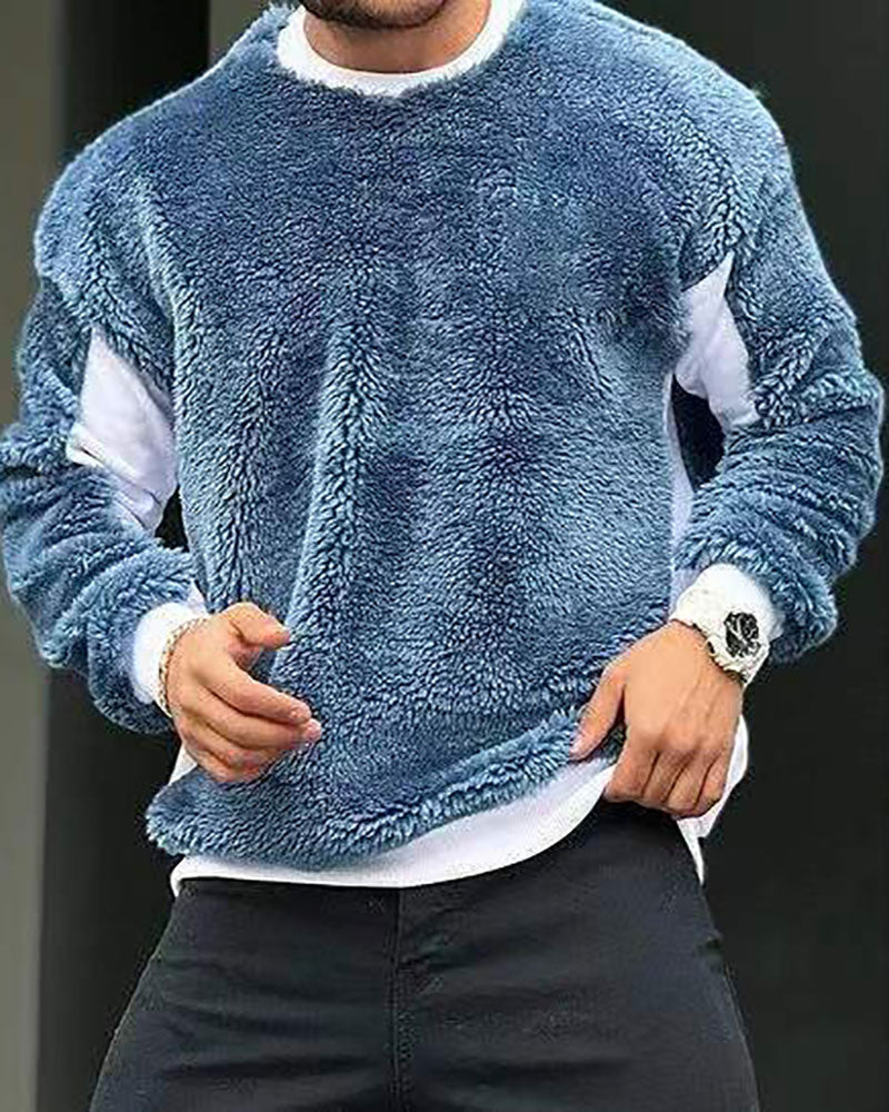 Casual Contrasting Color Crew Neck Sweatshirt