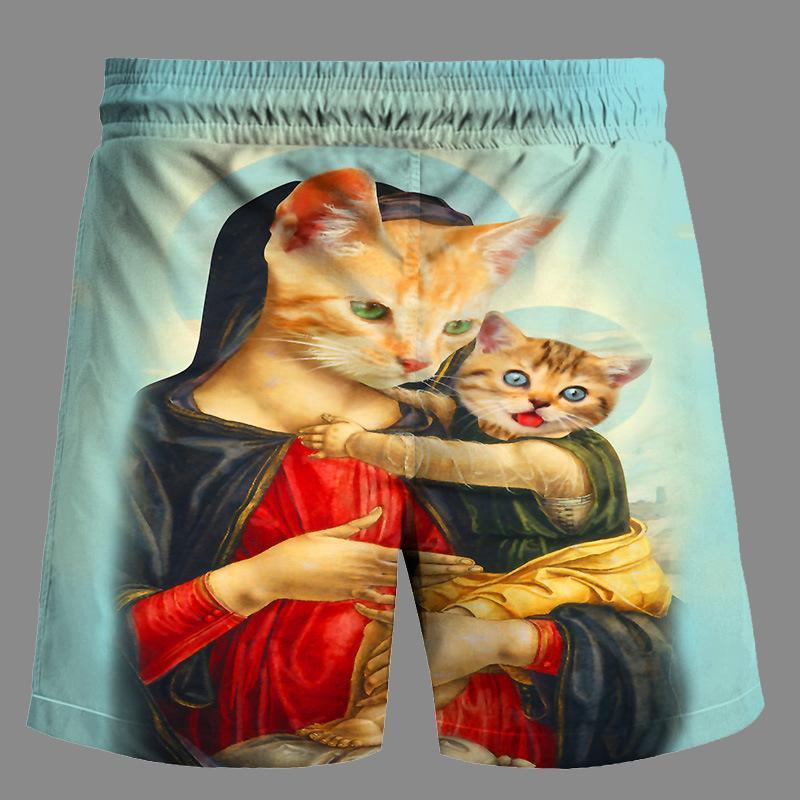 Casual   3D Cat Printed Loose Shorts