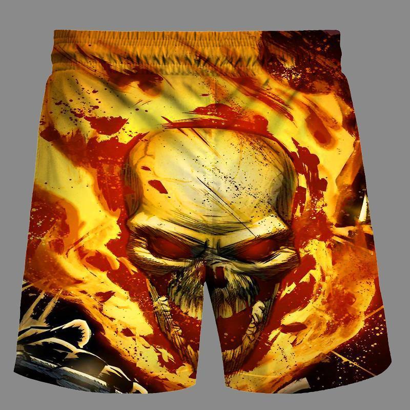 Casual   3D Skeleton  Printed Loose Shorts