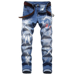 3D Graphic Print Slim-fit Men's Jeans