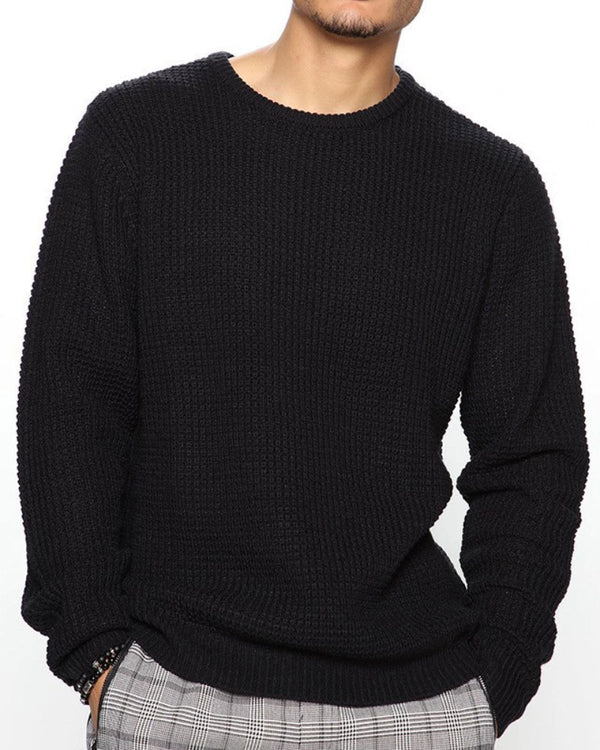 Loose Solid Color Crew Neck Sweater